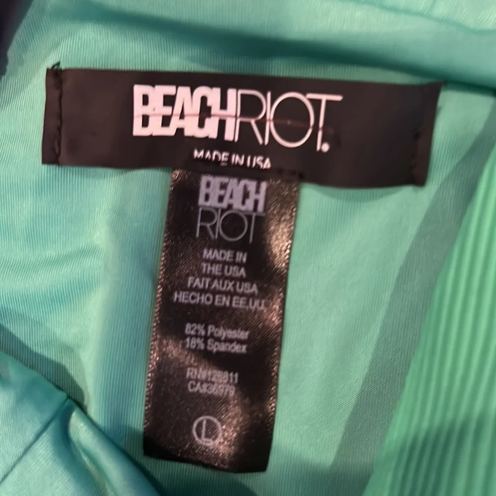 NWOT BEACHRIOT nina one piece colorblock one shoulder Pink and Green swimsuit - Picture 9 of 9
